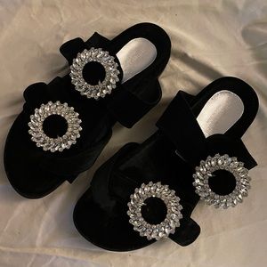 NEW Jeffrey Campbell velvet sandals with crystal buckles